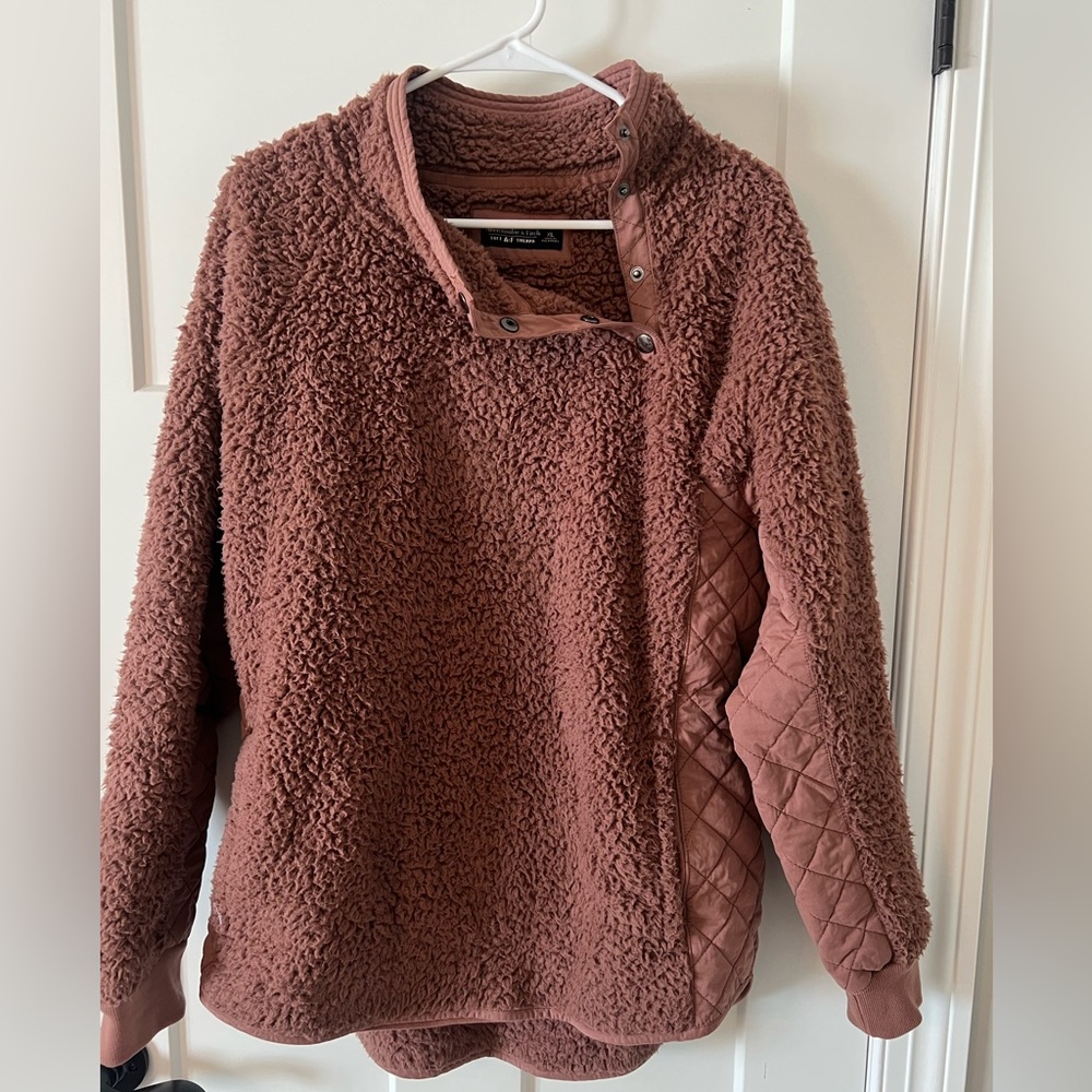 Abercrombie Asymmetrical Sherpa Snap-Up Fleece L